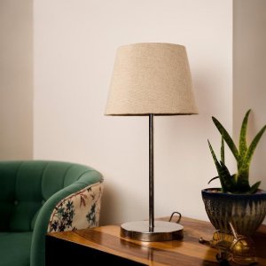 Classy With Twist Metal Chrome Table Lamp - Beige